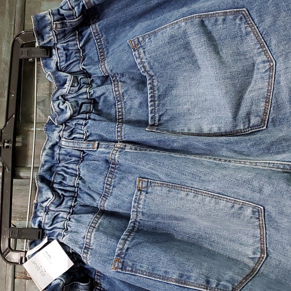 STS BLUE High Rise Raw Hem Elastic Waist Denim Emilia Shorts, Size 35/20,  NWT - Picture 3 of 13